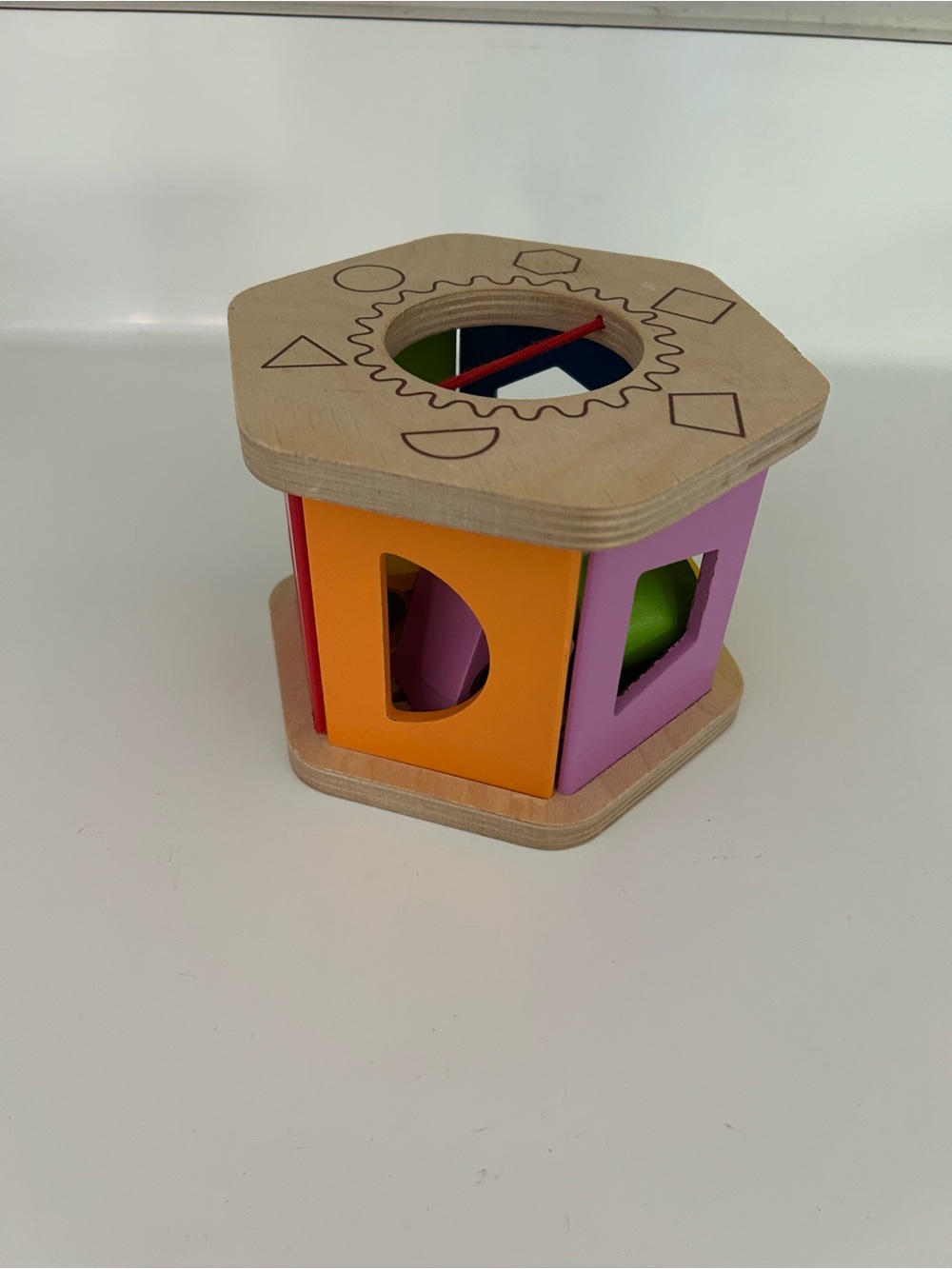 Hape Wooden Shape Sorter Toy - Rainbow Colors - Picture 4 of 5